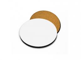 Round coaster 94mm Ø, Cork base with sublimation lacquered wood support
